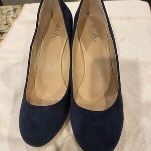 Charles By Charles David Blue Heels Suede Elegance